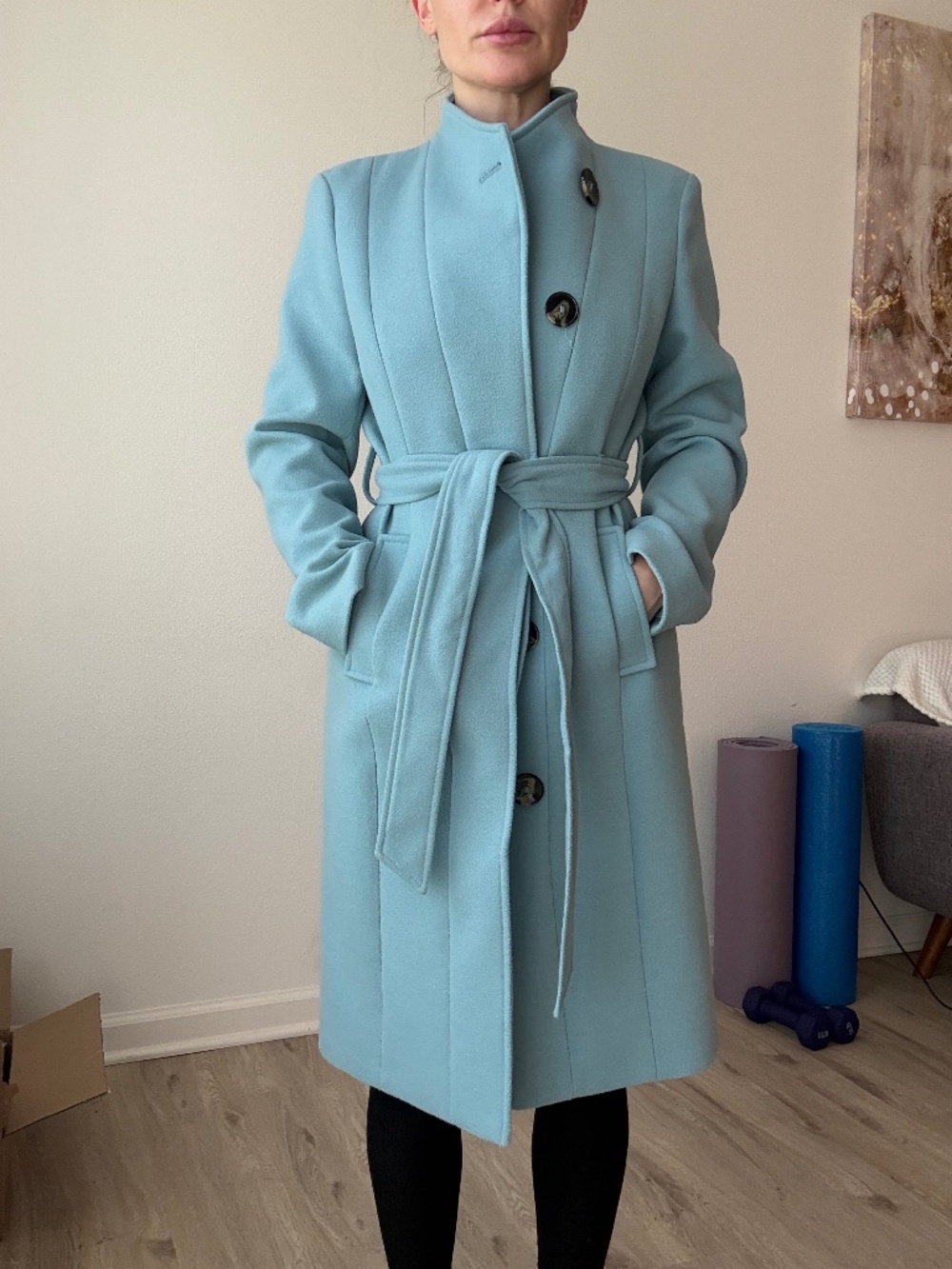 M&S Collection Light Blue Wool Blend Coat